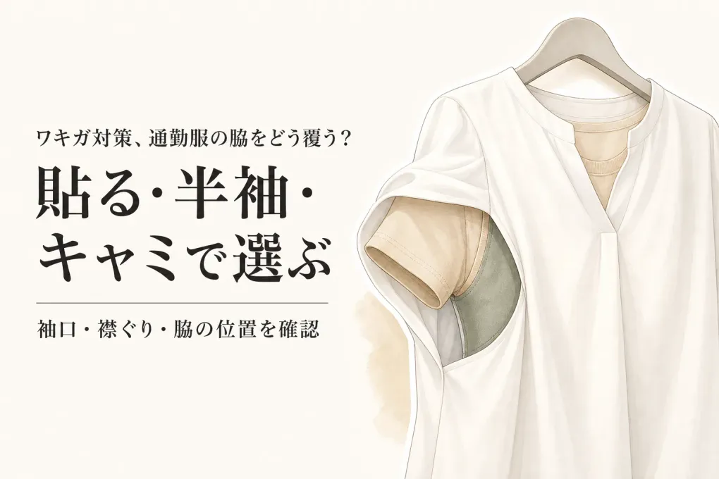 貼る脇汗パッド・パッド付き半袖・汗取りキャミソールは何が違う？通勤服の脇の覆い方で比較