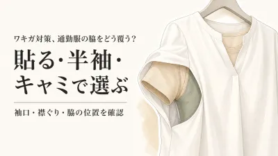 貼る脇汗パッド・パッド付き半袖・汗取りキャミソールは何が違う？通勤服の脇の覆い方で比較